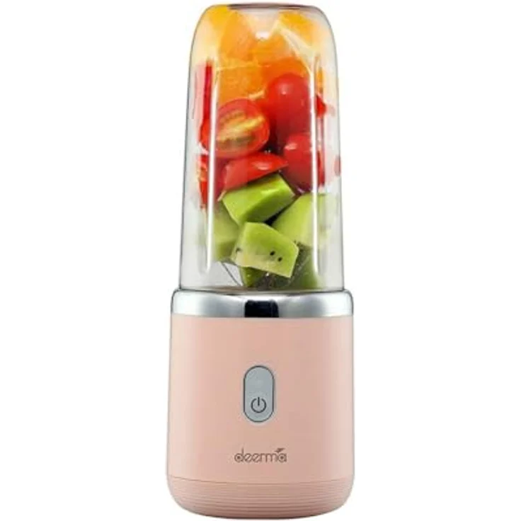 Deerma NU05 Smoothiemaker, 140 Watt, 0,4 l, Eis-Crusher, pink, silber – Bild 3