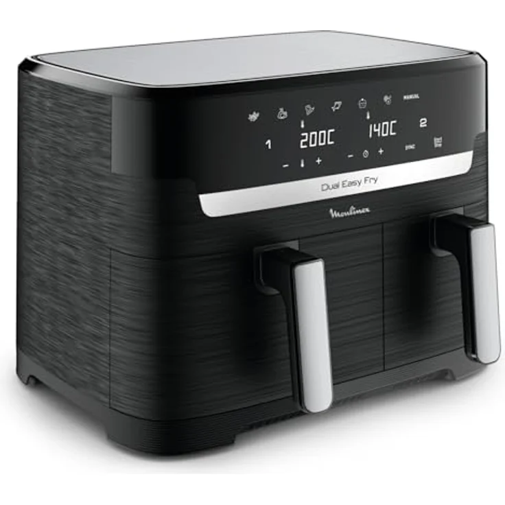 Moulinex Dual Easy Fry 8,3 L - Dual Air Fritteuse, Energieeinsparung bis zu 70%, 5,2 l und 3,1 l Fassungsvermögen, 7 Programme, knusprige Ergebnisse, digitales Rezeptbuch – Bild 1