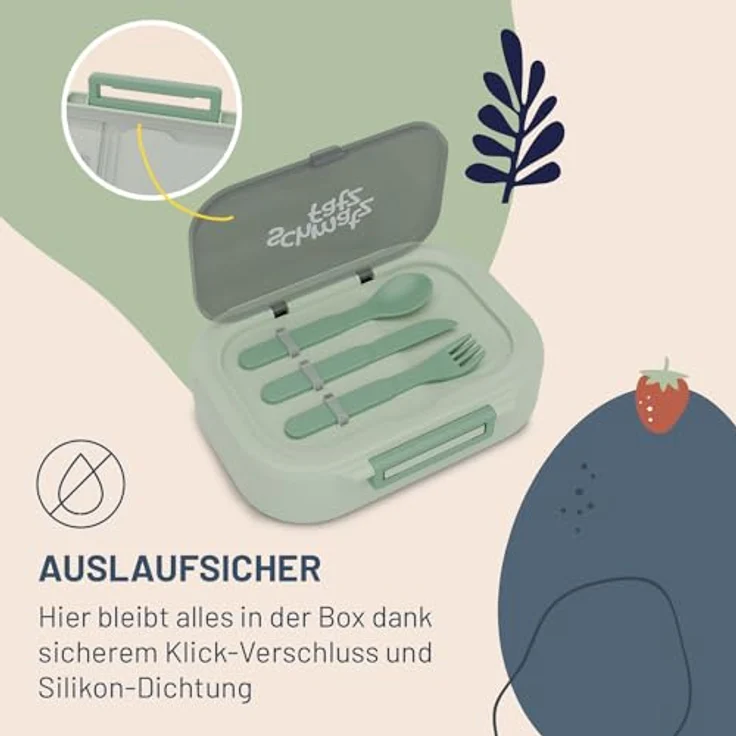 Klarstein Bunko Lunchbox 3 Fächer mit 3-tlg. Besteck, luftdicht und spülmaschinengeeignet, 21 x 14,5 x 5,5 cm – Bild 3