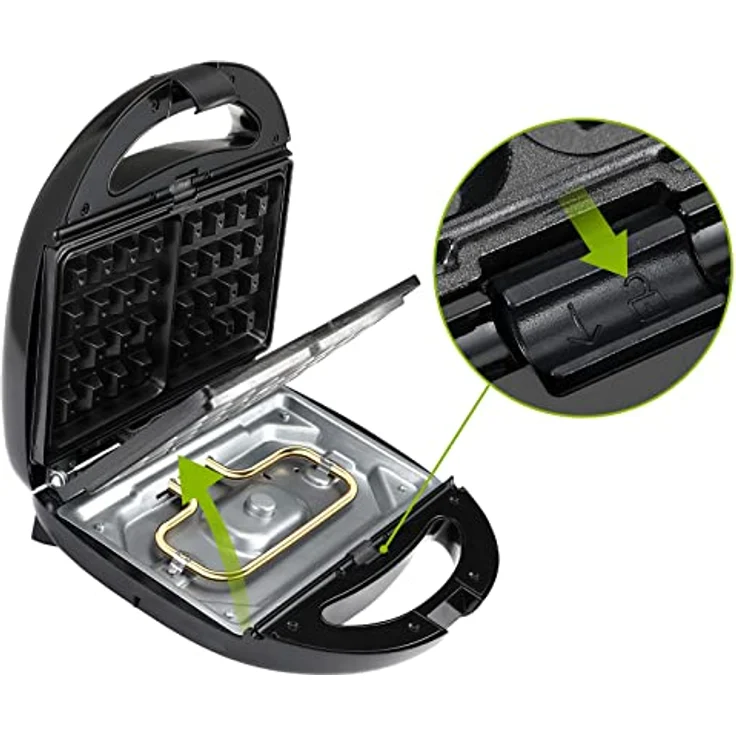 monzana 3in 1 Sandwichmaker Waffeleisen Sandwichgrill 800W Antihaftbeschichtung Tischgrill BPA frei – Bild 4