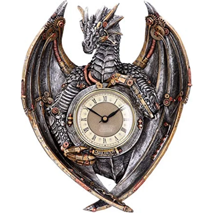 Nemesis Now Dracus Horologium 27,5 cm, Polyresin, Silber