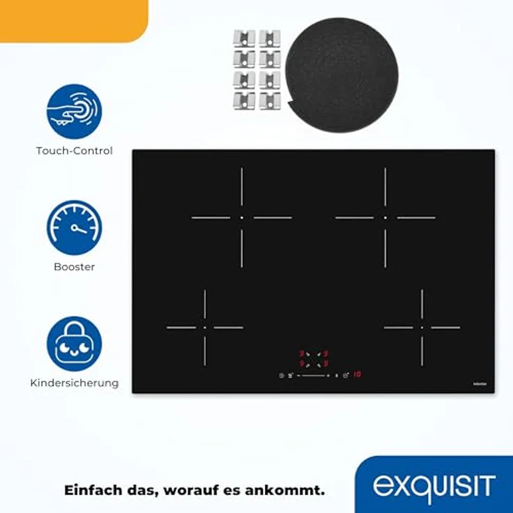 Exquisit Induktionskochfeld EKI800-SF-B-380, 9 Stufen, Stop&Go-Funktion, Abschaltautomatik, Timer, 7200 W – Bild 3