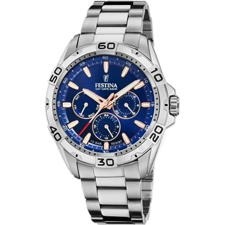 Festina Herren-Uhr Multifunktion Stahl/Blau F20623/2