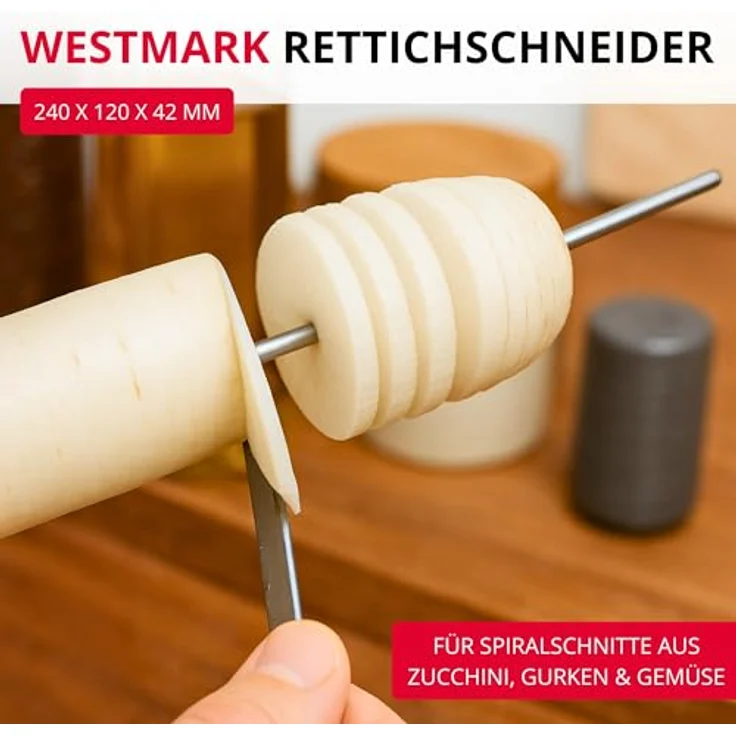 WESTMARK Gemüseschneider Radimax Black Edition, Spiralschneider für Rettich, Gurke und Zucchini, ergonomischer Griff, aus Aluminium und Edelstahl, anthrazit, Made in Germany – Bild 3