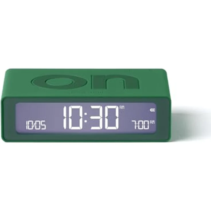 Lexon Flip Mini Reisewecker, digitaler LED-Wecker mit einstellbarer Helligkeit, On/Off-Funktion und berührungsempfindlich, wiederaufladbar - Grün – Bild 1