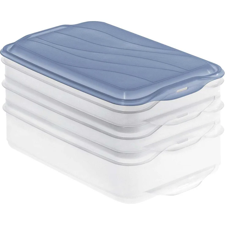 Rotho Aufschnittbox Foodcenter Rondo 3teilig, stapelbar, luftdicht, blue