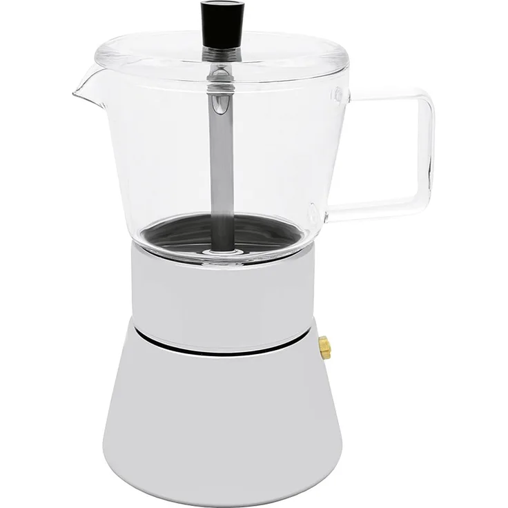 Leopold Vienna Espressokocher Otto 4Ta Glas, Espressokanne, Silber, Transparent