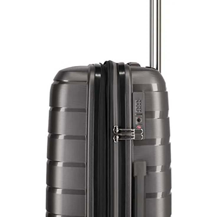 travelite 4-Rad Koffer L mit TSA Schloss, Gepäck Serie AIR BASE: Funktionaler Hartschalen Trolley im coolen Look, 075349-04, 77 cm, 105 Liter, anthrazit (grau) – Bild 5