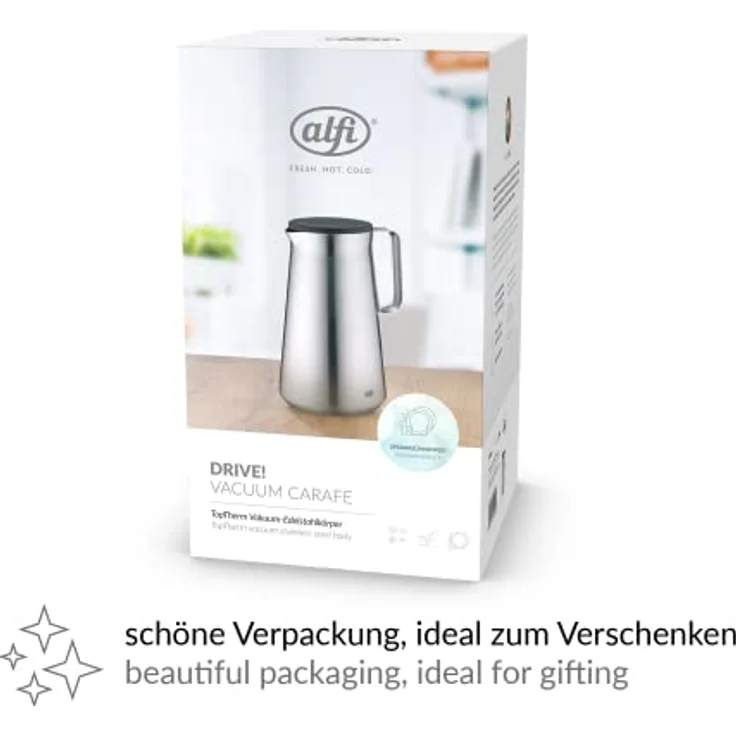 alfi 1347.205.100 Isolierkanne Drive!, Edelstahl mattiert 1,0 l, doppelwandiger Edelstahl, Spülmaschinenfest, 12 Stunden heiß, 24 Stunden kalt – Bild 6