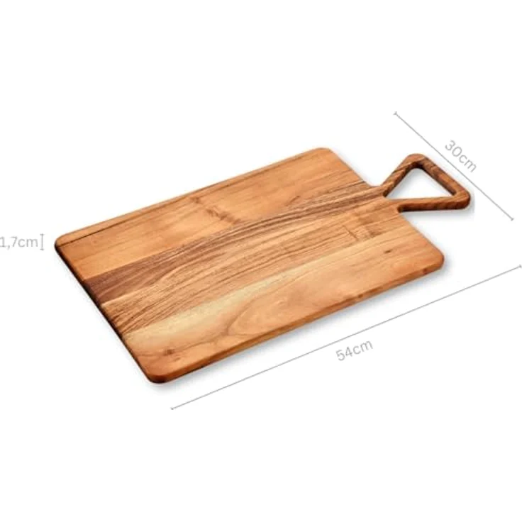 KESPER Schneidbrett aus Akazienholz, 54 x 30 x 1,5cm, Braun, integrierter Griff, messerschonend, hohe Schnittfestigkeit – Bild 3