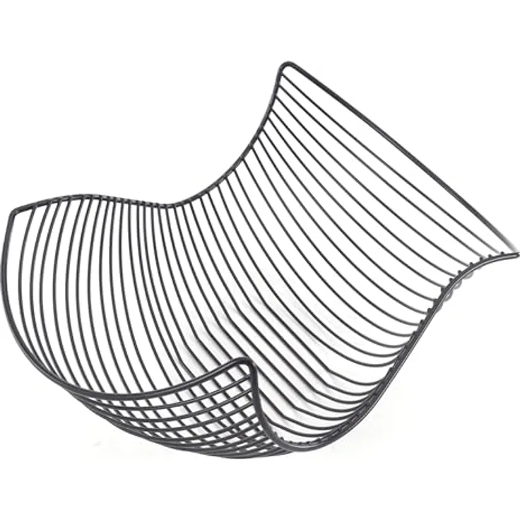 DESIGN DELIGHTS OBSTKORB SALOMON | 37x27x15cm (LxBxH), Metall schwarz matt | geschwungene Obstschale, Brotkorb, Brötchenkorb