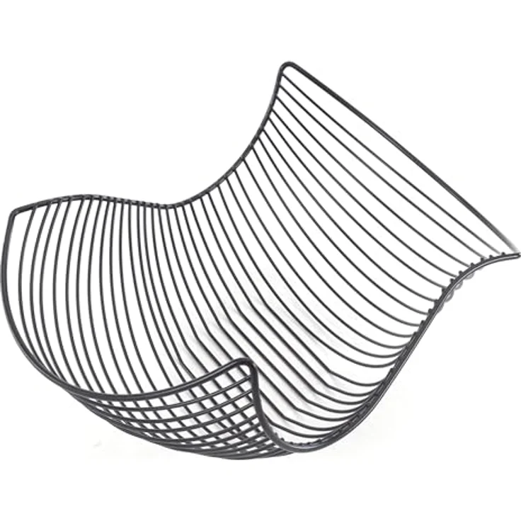 DESIGN DELIGHTS OBSTKORB SALOMON | 37x27x15cm (LxBxH), Metall schwarz matt | geschwungene Obstschale, Brotkorb, Brötchenkorb – Bild 1