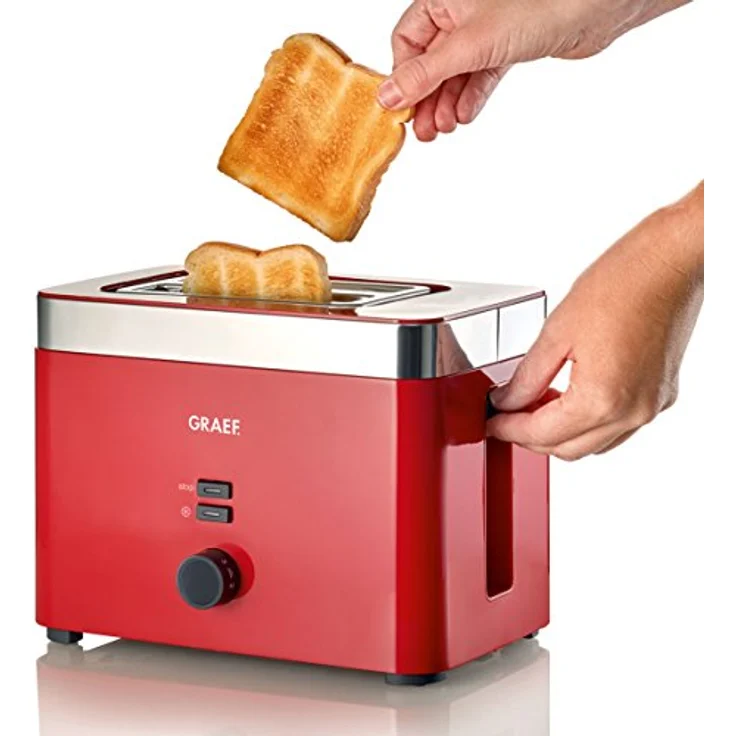 Graef TO 63 2-Schlitz-Toaster, 1000 Watt, 6 Bräunungsstufen, Kunststoff, Edelstahl, rot – Bild 5