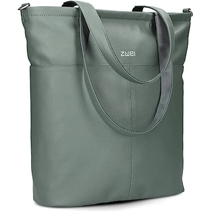 Zwei Mademoiselle.M Shopper Tasche, 37 cm, Eucalyptus, 100% Polyurethan, grün – Bild 1