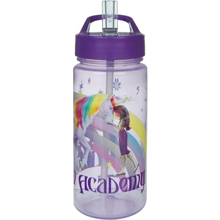 UNDERCOVER Trinkflasche Unicorn Academy, mit integriertem Strohhalm, lila, 500 ml, Höhe 19 cm, Ø 9 cm