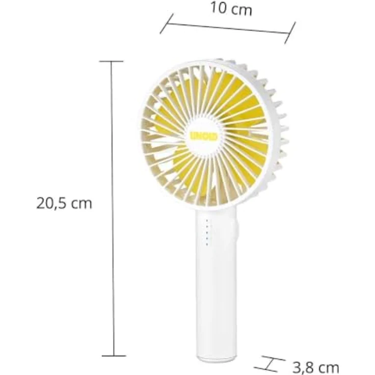 Unold Akku-Handventilator Breezy II, tragbarer Handventilator mit 5 Geschwindigkeitsstufen und integriertem Spiegel, creme – Bild 2