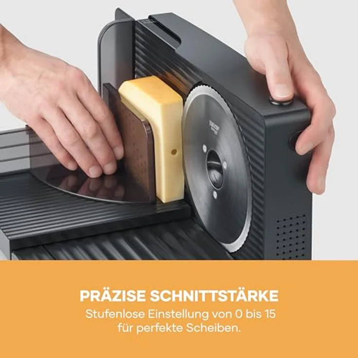SEVERIN Kompakt Allesschneider AS 9595, DC Motor mit variablem Schnittstärken von 0-15 mm, platzsparendes Design – Bild 7