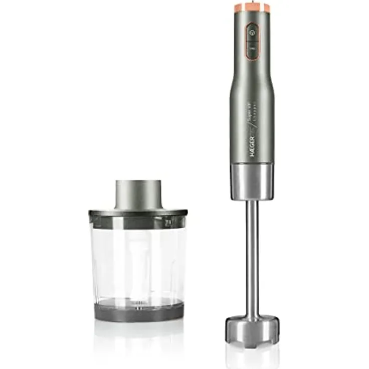 HAEGER Mixeur plongeant Super Vip Chopper 800 W, Stabmixer mit Zerkleinerer, Titanfolie, Edelstahlbein