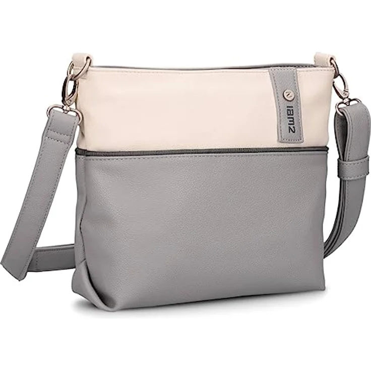Zwei Jana J8, Umhängetasche in Grau, stylische Handtasche für jeden Tag – Bild 1