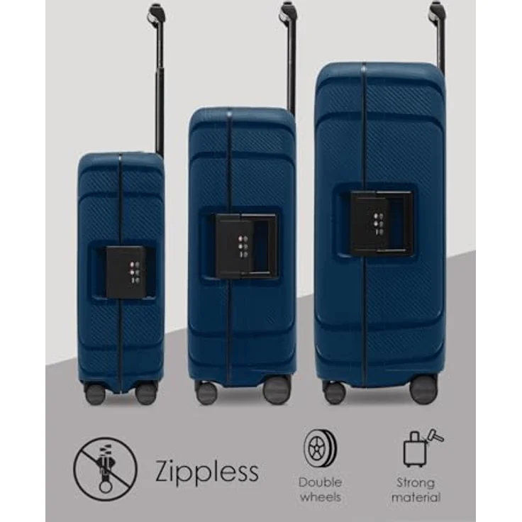 REDOLZ Hartschalen Koffer-Set 3-teilig, 3-Punkt-Verschluss-System, hochwertiges Polypropylen, 4 Doppelrollen, TSA-Schloss, Kabinen-Trolley, handgepäcktauglich (Essentials 15) – Bild 2
