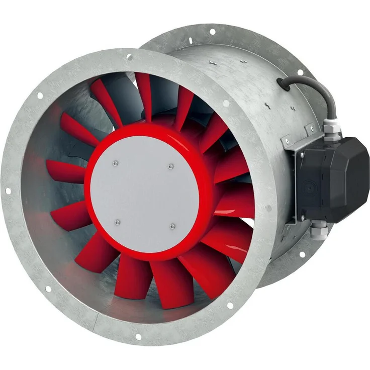 Helios AMD 400/4, Mitteldruck-Rohrventilator mit vibrationsfreiem Betrieb und drehzahlregelbarem Käfigmotor