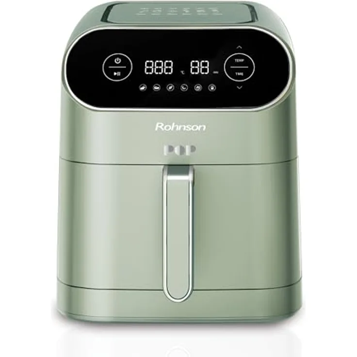 Rohnson R-2859 Pop Air Fryer, Heißluftfritteuse mit 7L-Kapazität, 1800W, 6 Programme, Digitales LED-Display, App-Steuerung, doppelte Sichtfenster, Fritteuse ohne Fett