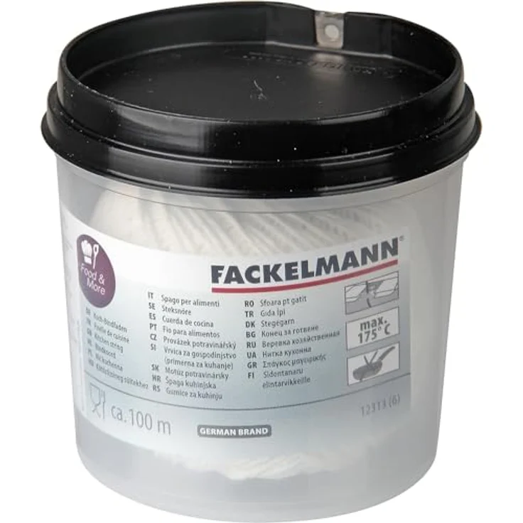 Fackelmann Koch-Bindfaden, 100m Küchen-Schnur in Spenderbox, Küchengarn für Fleisch, Gemüse oder Fisch (Farbe: Weiß), Menge: 1 Stück – Bild 4