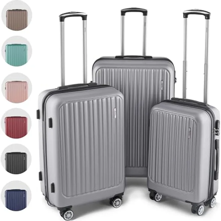 Easy Move ABS Hartschalenkoffer [ERGONOMISCH & SICHER] - Großer Trolley Koffer mit 360° Rädern, Zahlen Schloss - reisekoffer groß, hartschalenkoffer, Luggage (Pink, Set)