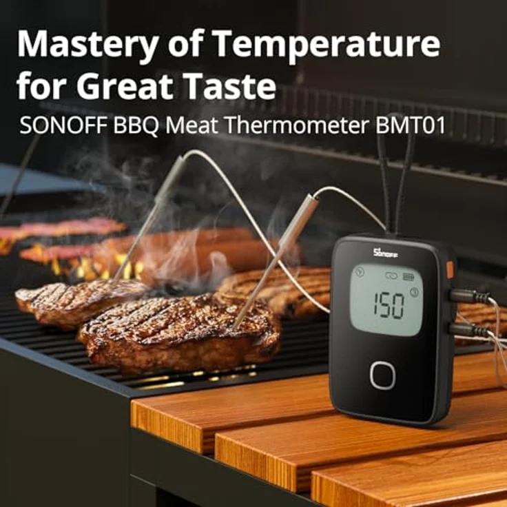 SONOFF BMT01 Fleischthermometer, Digitales Bratenthermometer mit 2 Sonden, Timer und Temperaturalarm, Smart LCD für Grill, Smoker, Ofen, BBQ – Bild 2