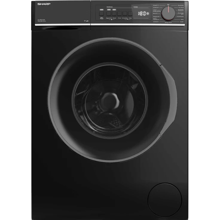 Sharp ES-PRO714BA-DE Waschmaschine, 7 kg, 1400 U/min, Schwarz, SoftTouch-Bedienung, AquaStop, 15 Programme, AllergySmart – Bild 1