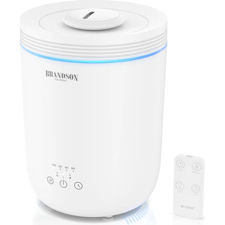 Brandson Luftbefeuchter Aroma Diffuser 2,2 L mit RGB Stimmungslicht, 3 Nebelstufen, Timer und Fernbedienung, leise, weiß
