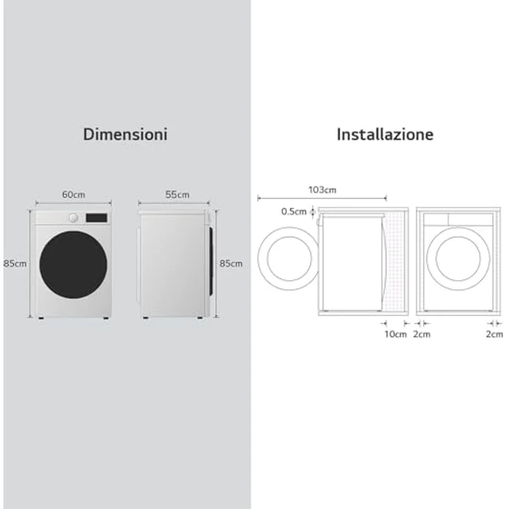 LG W4NX1095NWB, Waschtrockner Freistehend Frontlader, 9 kg Waschen, 5 kg Trocknen, weiß, Energieeffizienzklasse A/E, 1400 U/min, vielseitige Programme, Aquastop – Bild 9