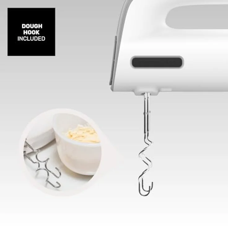 Taurus STATION GREY Handmixer, 300W, 5 Geschwindigkeiten, Turbofunktion, Kunststoff, weiß – Bild 6