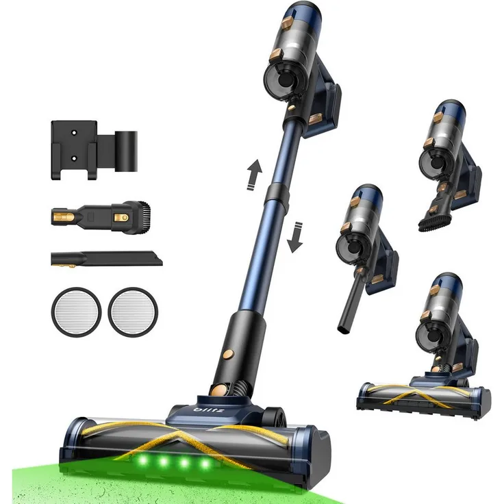 Vactidy V12 Akku-Hand- und Stielstaubsauger, 600W, 70000 Pa, Saugen & Wischen, beutellos, abnehmbarer Akku, V-förmige Antiwickelbürste, LED-Display, Abschaltsog-Funktion