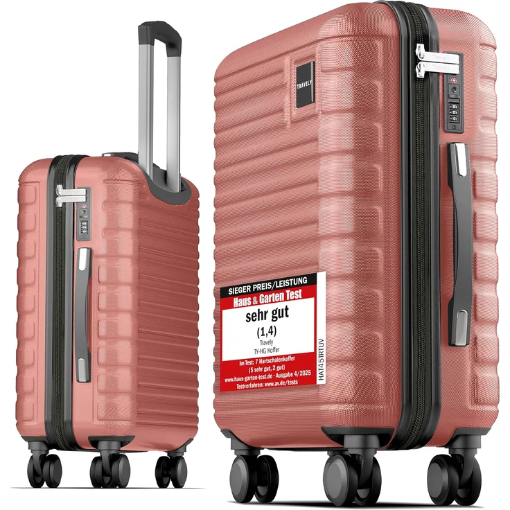 Travely Premium Handgepäck Koffer 55x40x20cm - 36L Trolley Handgepäck mit sanften Rollen und TSA Schloss, schwarz – Bild 1