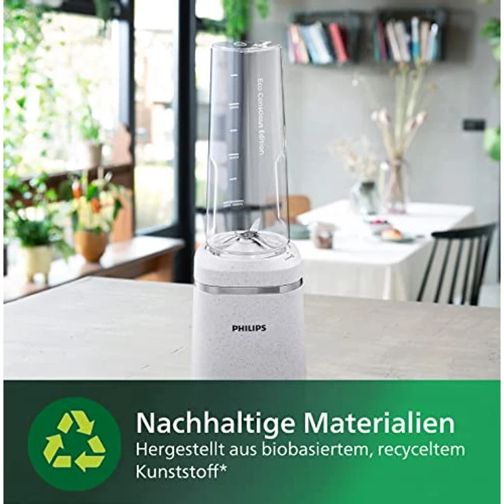 Philips 5000 Series HR2500/00 Smoothiemaker, 350 Watt, 0,6 Liter, ProBlend Technologie, Kunststoff, seidenweiß matt – Bild 3