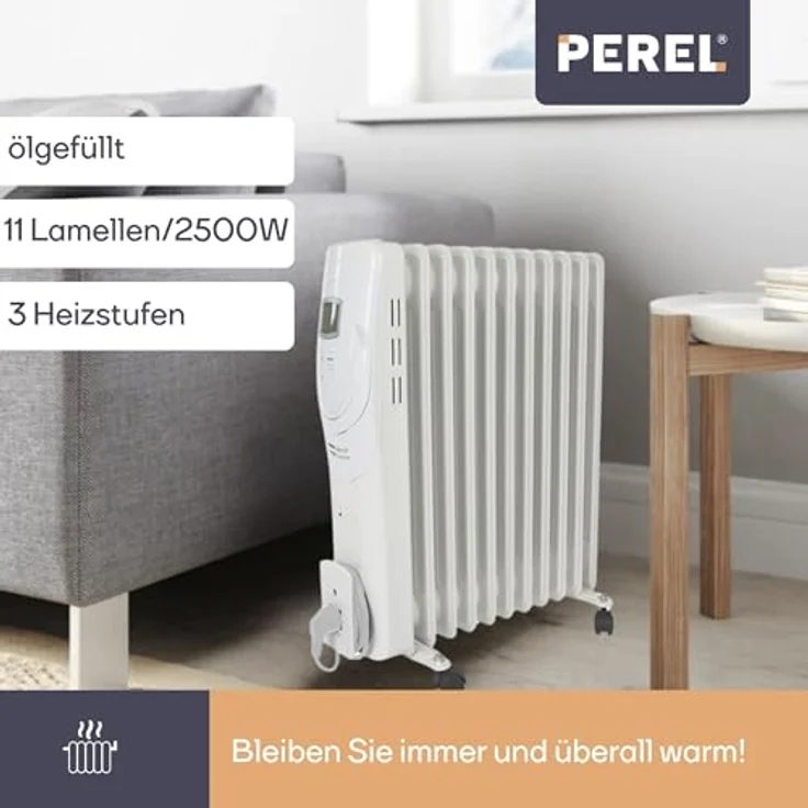 Perel Öladiator Heizkörper mit Thermostat & Zeitschaltuhr, mobile Elektrozusatzheizung, Radiator – Bild 3