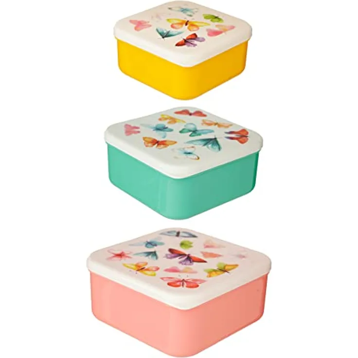 Puckator Lunchboxen, M/L/XL, Tiermotiv, Dschungel & Zoo – Haus der Schmetterlinge, 3 Stück
