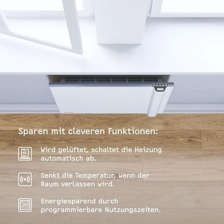 STIEBEL ELTRON elektronisch geregelter Duo-Wandkonvektor CND 75, 0,75 kW, für ca. 7,5 m², LC-Disyplay, 2 Heizsysteme, Offene-Fenster-Erkennung, Verbrauchsanzeige, 234813, Konvektor – Bild 5