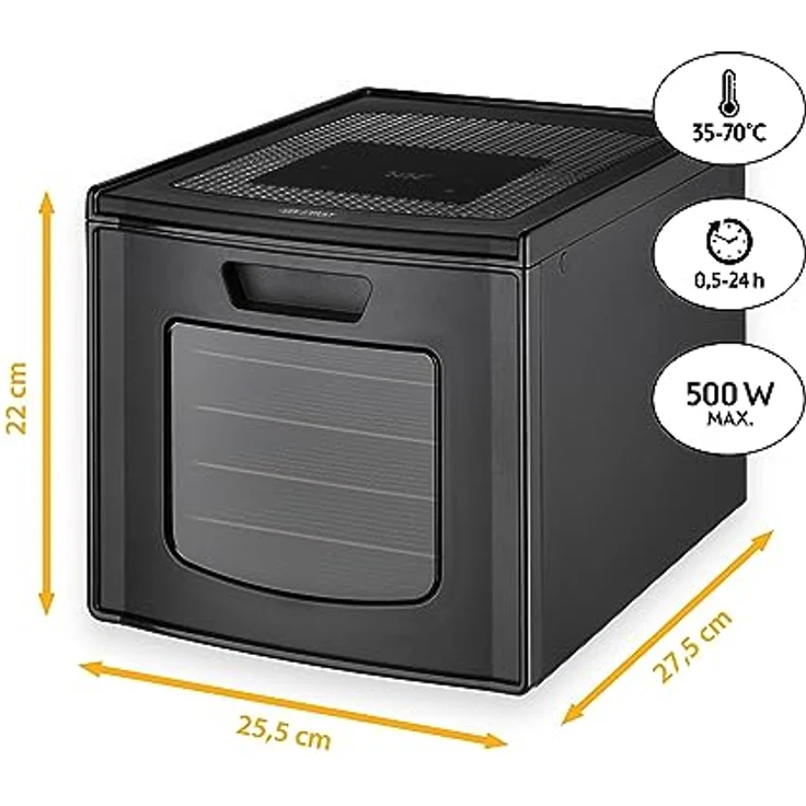 TZS First Austria Dörrautomat | Dörrgerät für Obst, Kräuter, Pilze und Fleisch | digital mit 24h-Timer und Temperaturregler 35-70°C | 6 Etagen, Dörrtablets aus Edelstahl, Dörrapparat mit Zeitschaltuhr – Bild 3