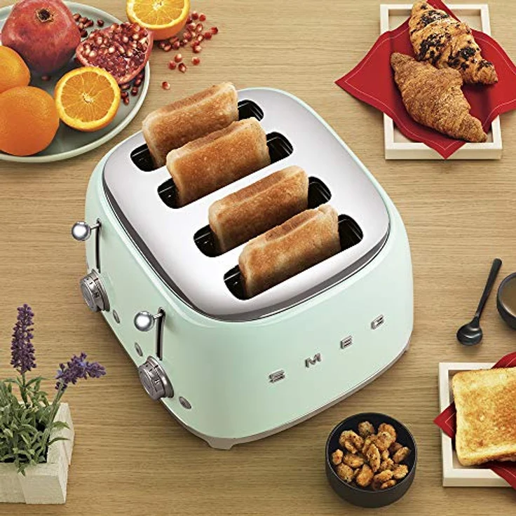 Smeg TSF03PGEU 4-Scheiben-Toaster, 2000W, 6 Bräunungsstufen, Metall, pastellgrün – Bild 2
