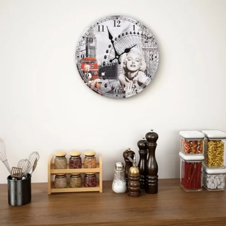 vidaXL Wanduhr Vintage Marilyn Monroe 30 cm Analog Uhr Küchenuhr Mehrfarbig – Bild 2