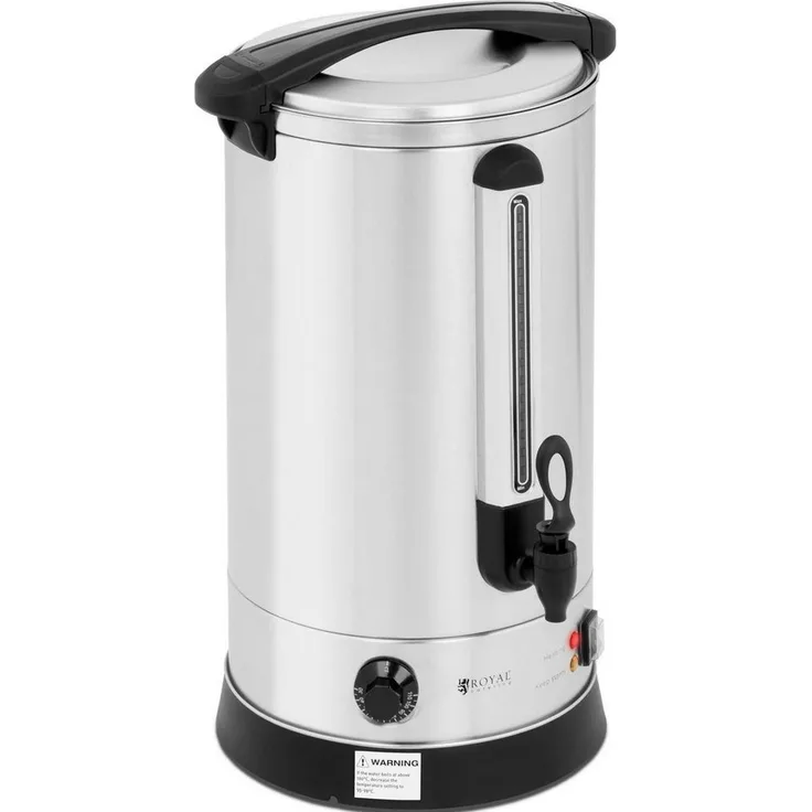 Royal Catering Heißwasserspender Wasserkocher Edelstahl Doppelwandig, 20.3 l, 2.500 W, mit Warmhaltefunktion und Ablasshahn