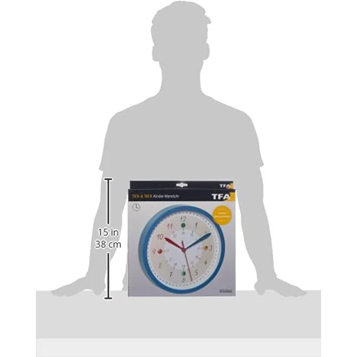 TFA Dostmann Wanduhr für Kinder Tick & Tack TFA 60.3058.06.90, analoge Lernuhr fürs Kinderzimmer, bunte Stunden- und Minutenmarkierungen – Bild 3