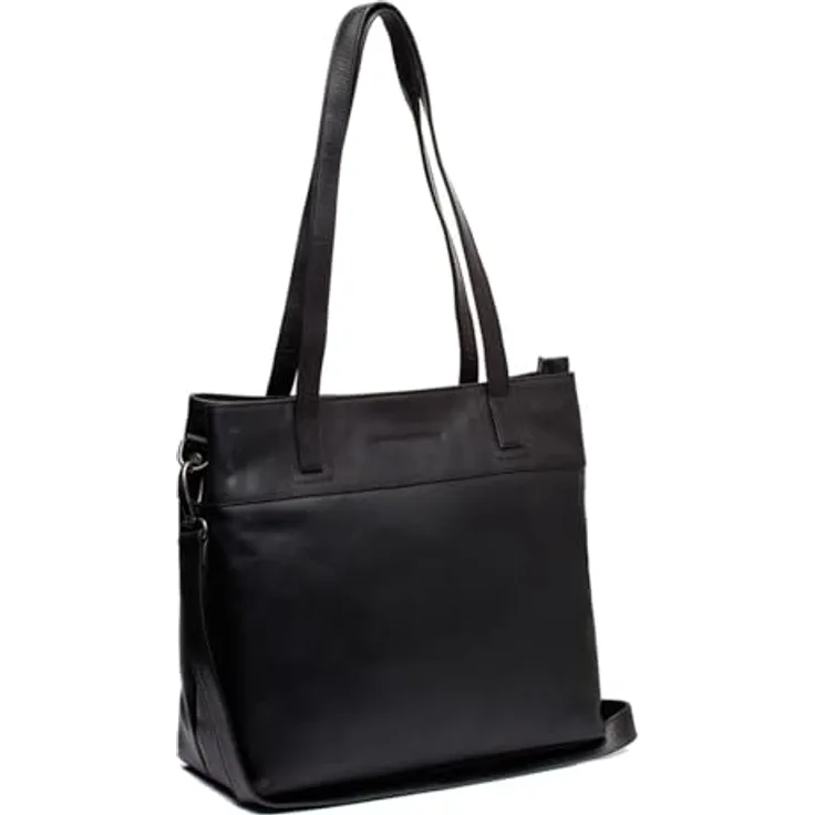 The Chesterfield Brand Nola Shopper 30 cm, Schultertasche aus gewachstem Rindleder im Vintage-Look, schwarz