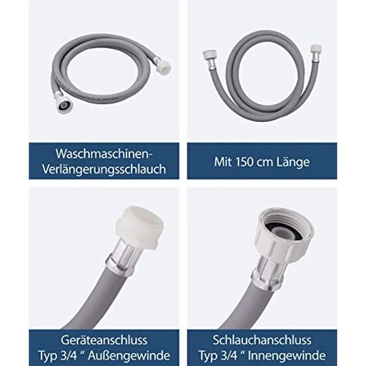 Verlängerung für Zulaufschlauch Verlängerungs-Zulaufschlauch Spül- und Waschmaschinenschlauch Geräteanschluss Gummigewebe – Bild 3