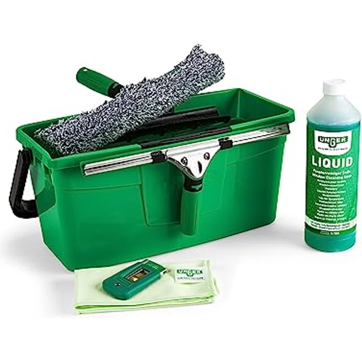 Unger Fenster Reinigungs-Kit Fensterwischer, Mikrofaser-Bezug, Eimer + Zubehör – Bild 1