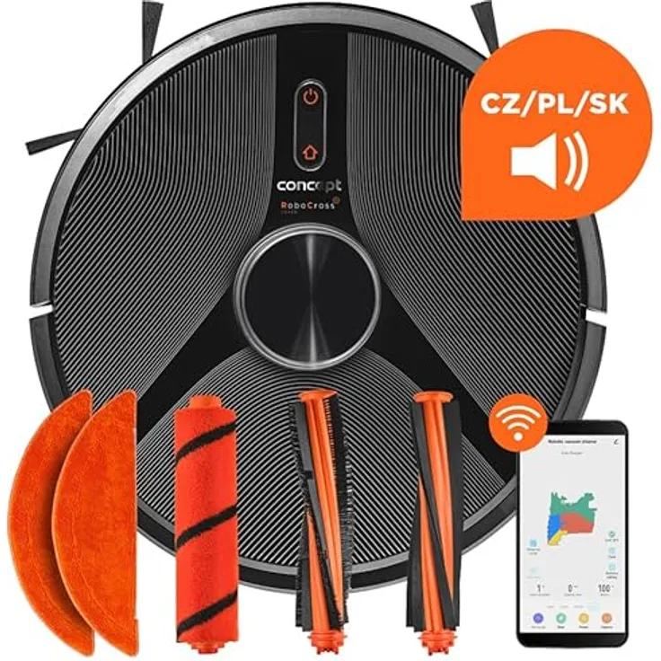 Concept VR3115 Robotic Vacuum Cleaner with mop 2 in 1 RoboCross Laser, Staubsauger-Roboter mit Lasernavigation und 180 Minuten Laufzeit