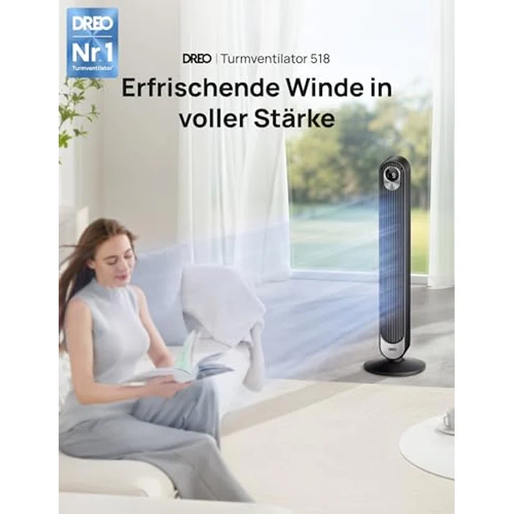 DREO DC Motor Turmventilator, leiser 42 Zoll Ventilator mit 11M Windentfernung, 9 Geschwindigkeiten, 4 Modi, 90° Oszillation und 12H Timer für Schlafzimmer – Bild 2