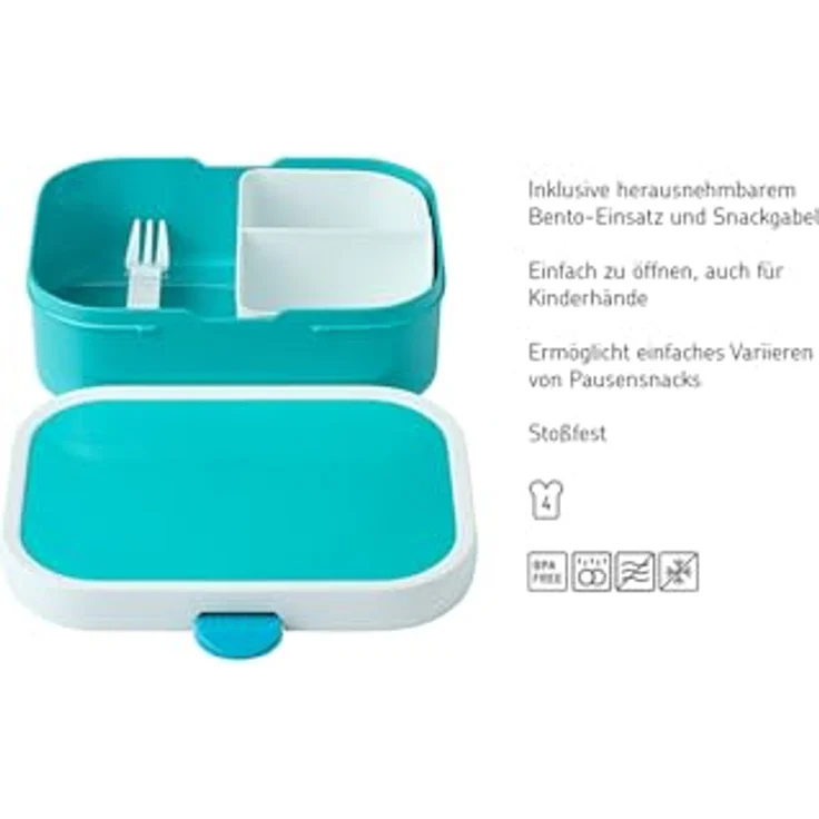 Mepal Campus, Lunchbox, Mehrfarbig, Türkis - Brotdose mit Einsätzen und auslaufsicherer Trinkflasche – Bild 3